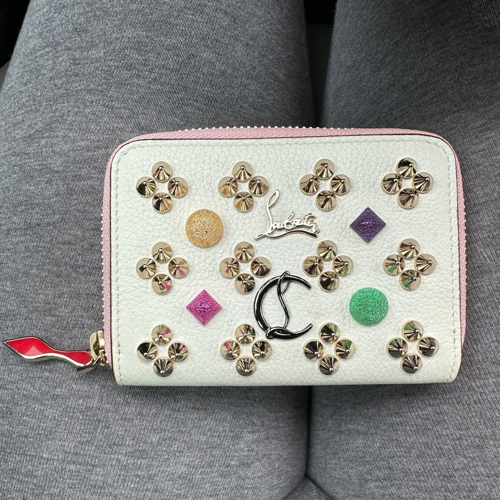 Christian Louboutin Panettone white Loubinthesky coin purse.